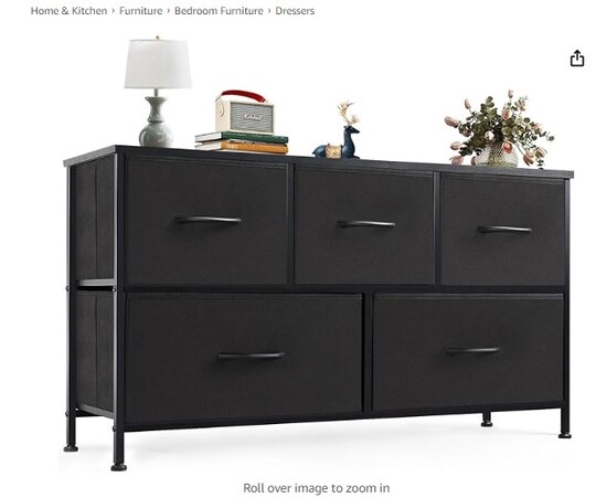 Organizer Storage 5: Long Dresser with Wood Top for Bedroom, Closet, and Entryway, Black Chest of Drawers with Fabric Bins | Michaels Organizer Storage 5: Long Dresser with Wood Top for Bedroom, Closet, and Entryway, Black Chest of Drawers with Fabric Bins | Michaels
